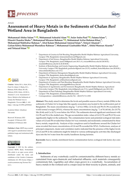 Assessment of Heavy Metals in the Sediments of Chalan Beel Wetland Area in Bangladesh