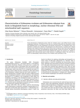 Characterization of Echinostoma Revolutum and Echinostoma