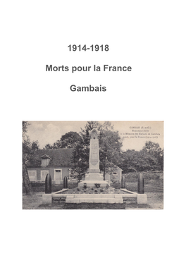 1914-1918 Morts Pour La France Gambais