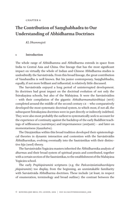 The Contribution of Saṃghabhadra to Our Understanding of Abhidharma Doctrines