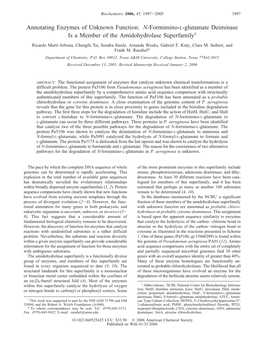 Annotating Enzymes of Unknown Function: N