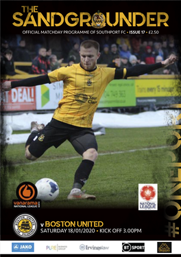 V BOSTON UNITED SATURDAY 18/01/2020 • KICK OFF 3.00PM