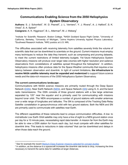 Communications Enabling Science from the 2050 Heliophysics System Observatory 1 2 3 4 2 Authors: S