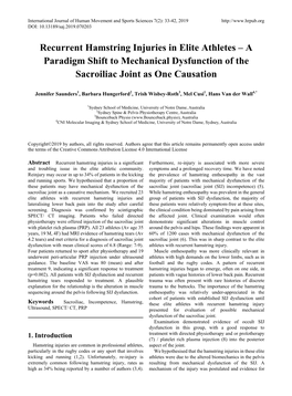 Recurrent Hamstring Injuries in Elite Athletes – a Paradigm Shift to Mechanical Dysfunction of the Sacroiliac Joint As One Causation