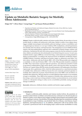 Update on Metabolic Bariatric Surgery for Morbidly Obese Adolescents