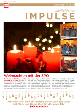 Weihnachten Mit Der SPÖ Der Einsatz Der SPÖ Frauen Am Ad- Die Letzten Tage Vor Weihnachten Zahlreicher Saalfeldner Geschäfte