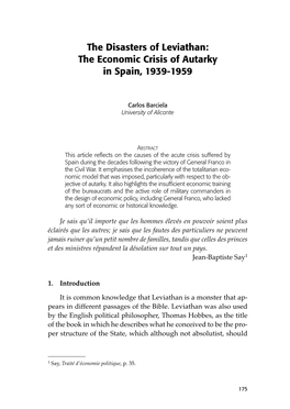 The Economic Crisis of Autarky in Spain, 1939-1959