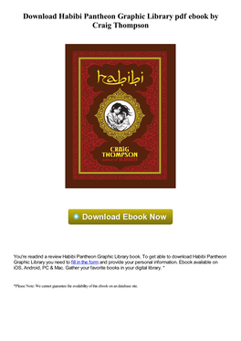 Download Habibi Pantheon Graphic Library Pdf Book by Craig Thompson