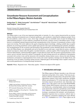 Groundwater Resource Assessment and Conceptualization in the Pilbara Region, Western Australia