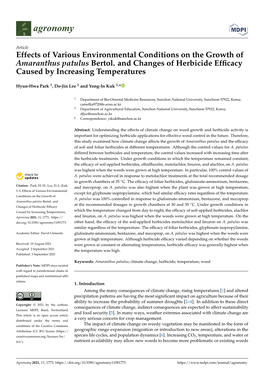 Effects of Various Environmental Conditions on the Growth of Amaranthus Patulus Bertol