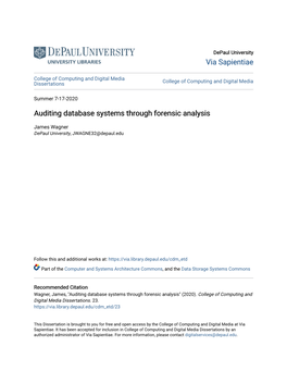 Auditing Database Systems Through Forensic Analysis