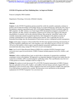 COVID-19 Preprints and Their Publishing Rate: an Improved Method