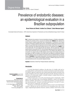 Prevalence of Endodontic Diseases: an Epidemiological Evaluation in a Brazilian Subpopulation