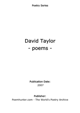 David Taylor - Poems