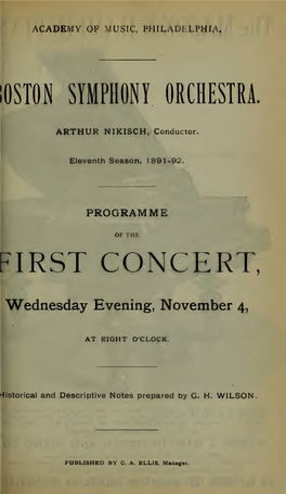 Boston Symphony Orchestra Concert Programs, Season 11, 1891