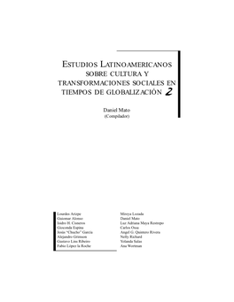 Estudios Latinoamericanos Sobre Cultura Y Transformaciones Sociales En Tiempos De Globalización