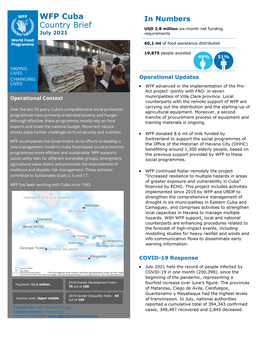 WFP Cuba Country Brief July 2021