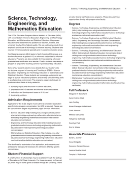 Science, Technology, Engineering, and Mathematics Education 1