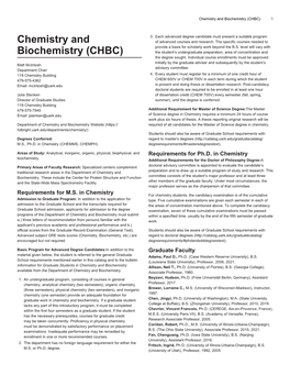 Chemistry and Biochemistry (CHBC) 1