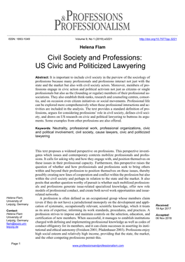 Civil Society and Professions: US Civic and Politicized Lawyering