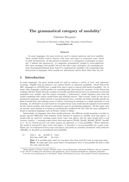 The Grammatical Category of Modality∗