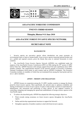 FO:APFC/2010/Inf.4-Asia-Pacific Forest Invasive Species Network