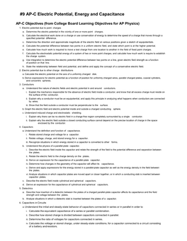 9 AP-C Electric Potential, Energy and Capacitance