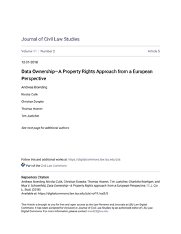Data Ownership—A Property Rights Approach from a European Perspective