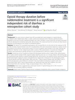 Opioid Therapy Duration Before Naldemedine Treatment Is A