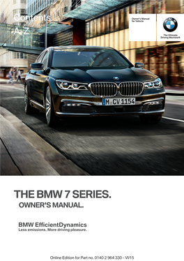 The Bmw 7 Series. Owner's Manual