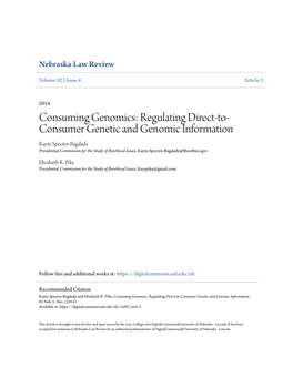 Regulating Direct-To-Consumer Genetic and Genomic Information, 92 Neb