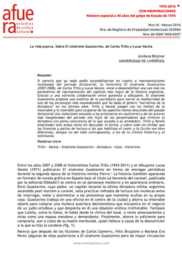 Jordana Blejmar UNIVERSIDAD DE LIVERPOOL Entre Los Años 2007 Y 2008 El Historietista Carlos Trillo