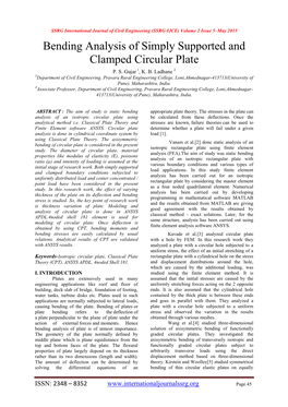 Bending Analysis of Simply Supported and Clamped Circular Plate P