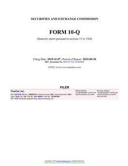 Truecar, Inc. Form 10-Q Quarterly Report Filed 2019-11-07