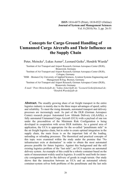 Concepts for Cargo Ground Handling of Unmanned Cargo Aircrafts and Their Influence on the Supply Chain