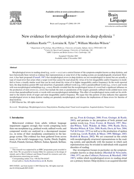 New Evidence for Morphological Errors in Deep Dyslexia ଝ