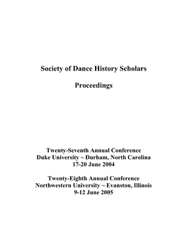 Society of Dance History Scholars Proceedings