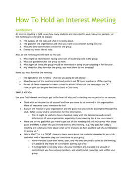 How to Hold an Interest Meeting