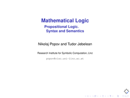 Mathematical Logic Propositional Logic