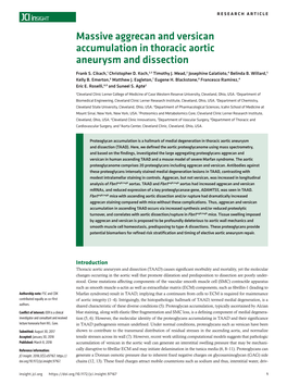 Massive Aggrecan and Versican Accumulation in Thoracic Aortic Aneurysm and Dissection