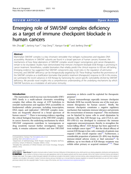 Emerging Role of SWI/SNF Complex Deficiency As a Target of Immune