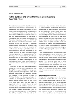 Public Buildings and Urban Planning in Gdańsk/Danzig from 1933–1945
