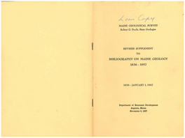 Bibliography on Maine Geology 1836 - 1957