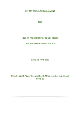 Report on Youth Parliament, Date 26 June 2020