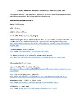 Examples of Firearms Transferred to Commerce Under New Export Rules