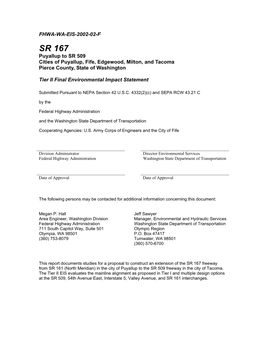 SR 167 Tier II Final EIS Executive Summary