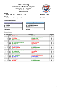 KFV Steinburg Hallenkreismeisterschaft B Jugend Vereinslogo Fußballturnier Für - 2 X 5- Mannschaften Am Samstag, 30