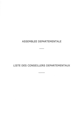 Assemblee Departementale Liste Des Conseillers