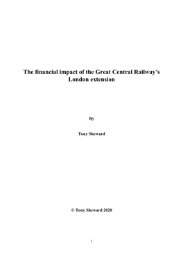 The Financial Impact of the Great Central Railway's London Extension