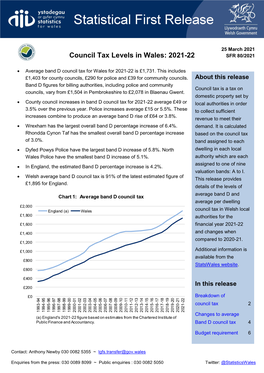 Council Tax Levels in Wales, 2021-22